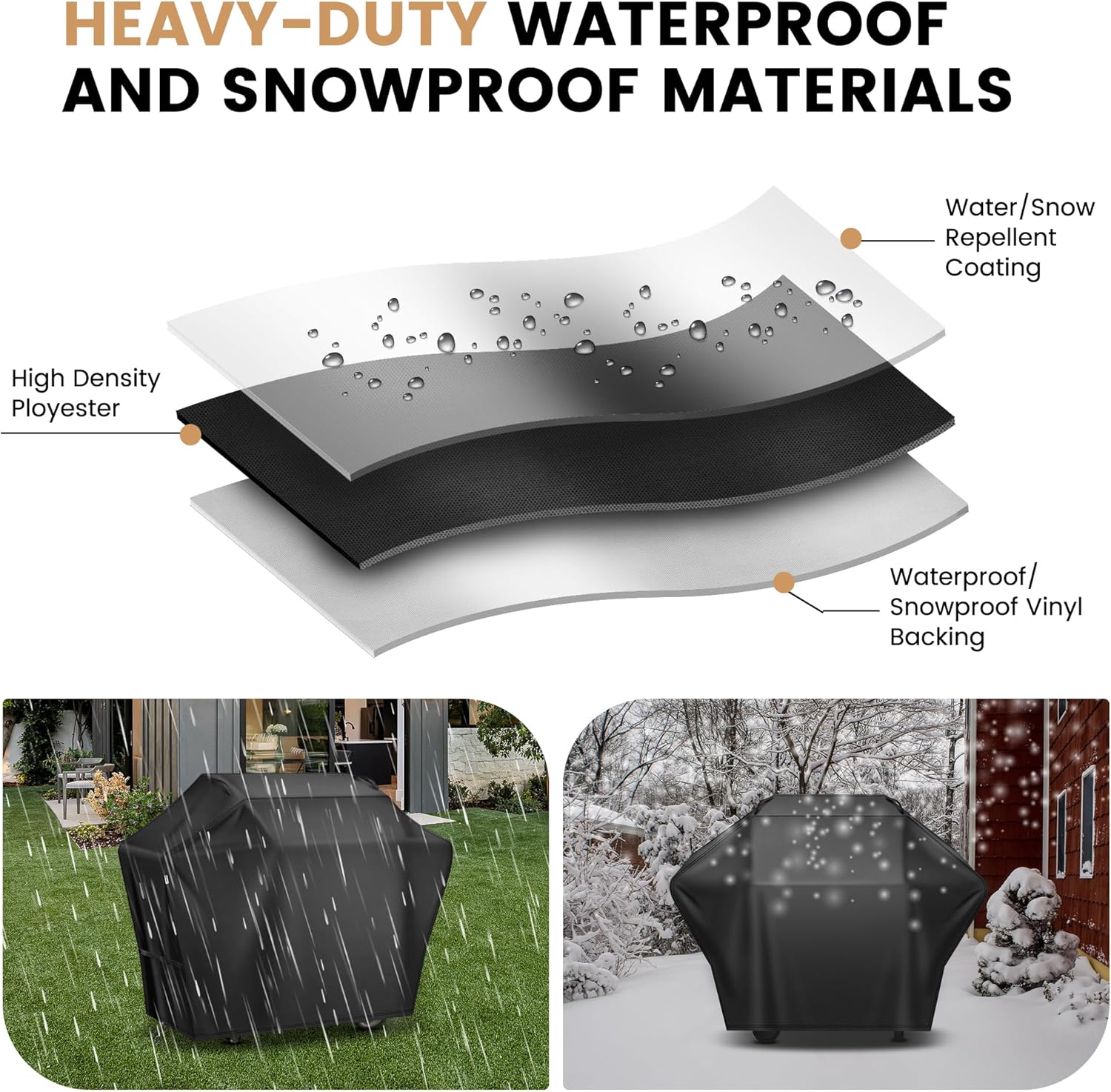 Grill Cover 55 Inch for Outdoor Grill, Waterproof Fade Resistant Anti-UV Weather Resistant Barbeque Grill Cover for Griddle Outdoor, Ideal for Weber Nexgrill Charbroil Gas BBQ, Black - Image 5