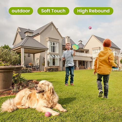 Miniatura 6 de FINGER TEN Pelotas de tenis para niños para perros, jóvenes, principiantes, prácticas, duraderas, naranjas, de baja compresión, sin presión,