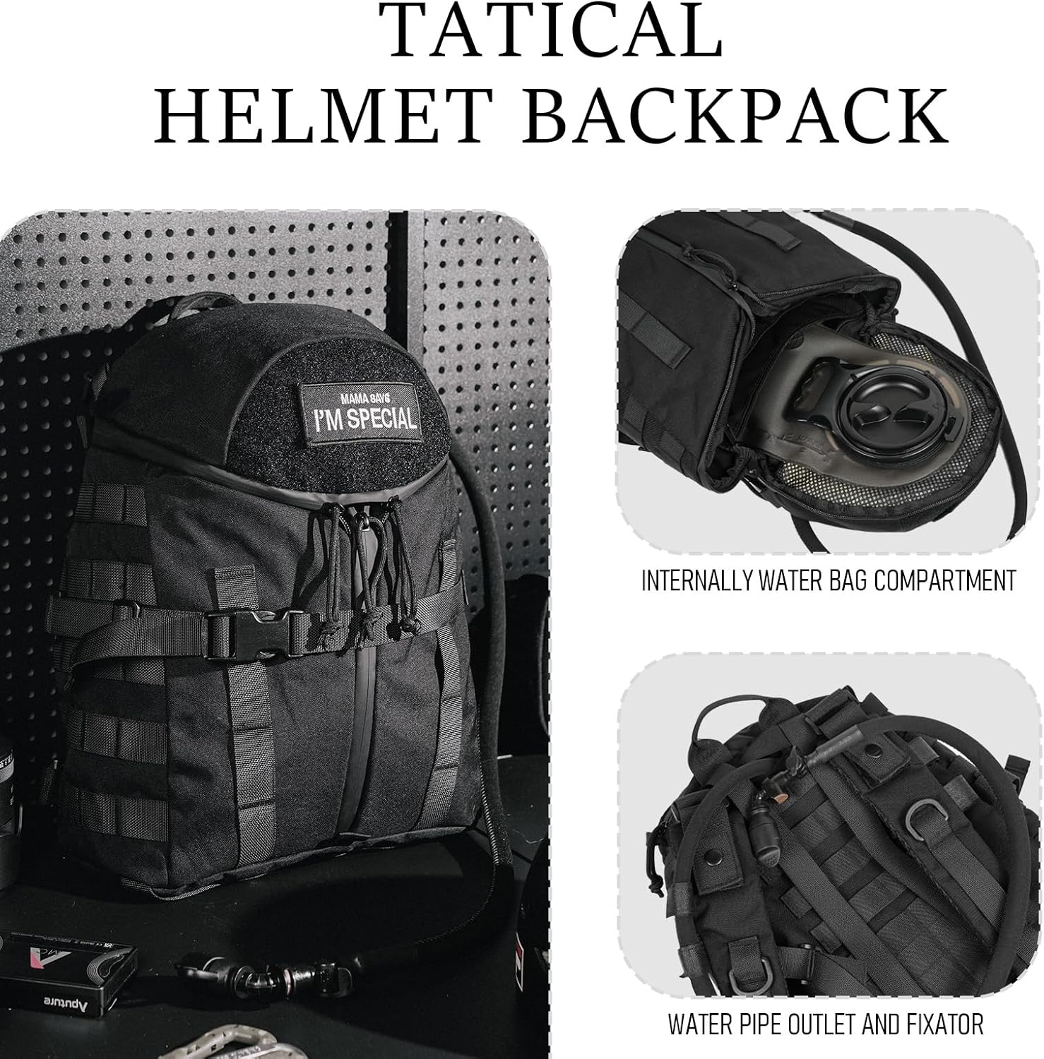 Tatical Helmet Backpack,Warrior Assault Systems Large Helmet Bag Cargo Molle Head Protection Kit Pack (BK)