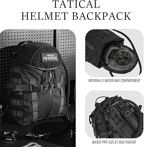 Miniatura 4 de Mochila Tatical para casco, sistema de asalto guerrero, bolsa grande para casco de carga, kit de protección para la cabeza Molle (BK)