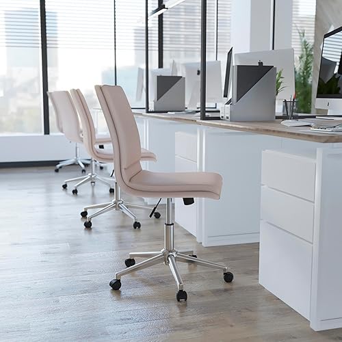 Miniatura 16 de Flash Furniture Madigan - Silla de oficina Task – Lujosa tapicería gris LeatherSoft – Acolchado medio respaldo y asiento – Base cromada ajustable en