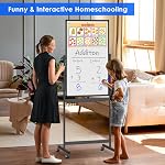 Magnetic Mobile White Board, 40 x 24 Double Sided Dry Erase Board Rolling Whiteboard Aluminum Frame Standing Whiteboard on Wheels(Black)