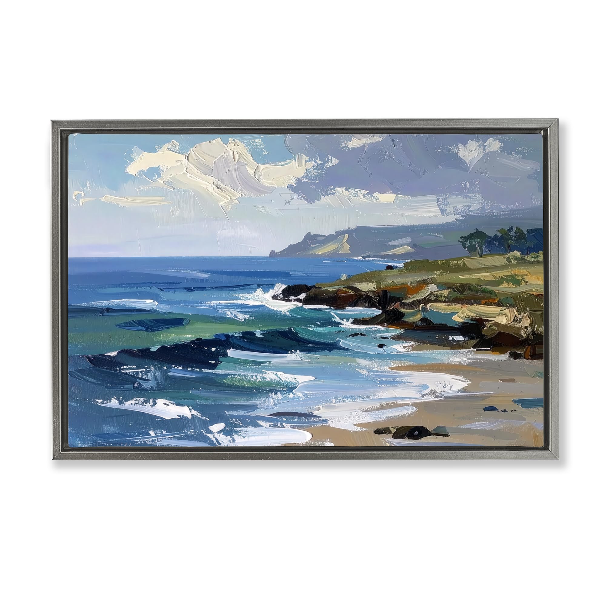 Sky to Sea Coastal Seascape, 16 x 24 Inch Canvas in Floater Frame