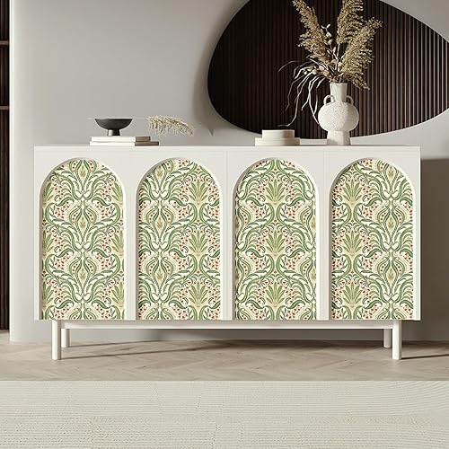 Miniatura 6 de Blooming Wall DPYC35 - Papel tapiz autoadhesivo y autoadhesivo, con hojas de helechos frescos, flores silvestres que florecen salvajes