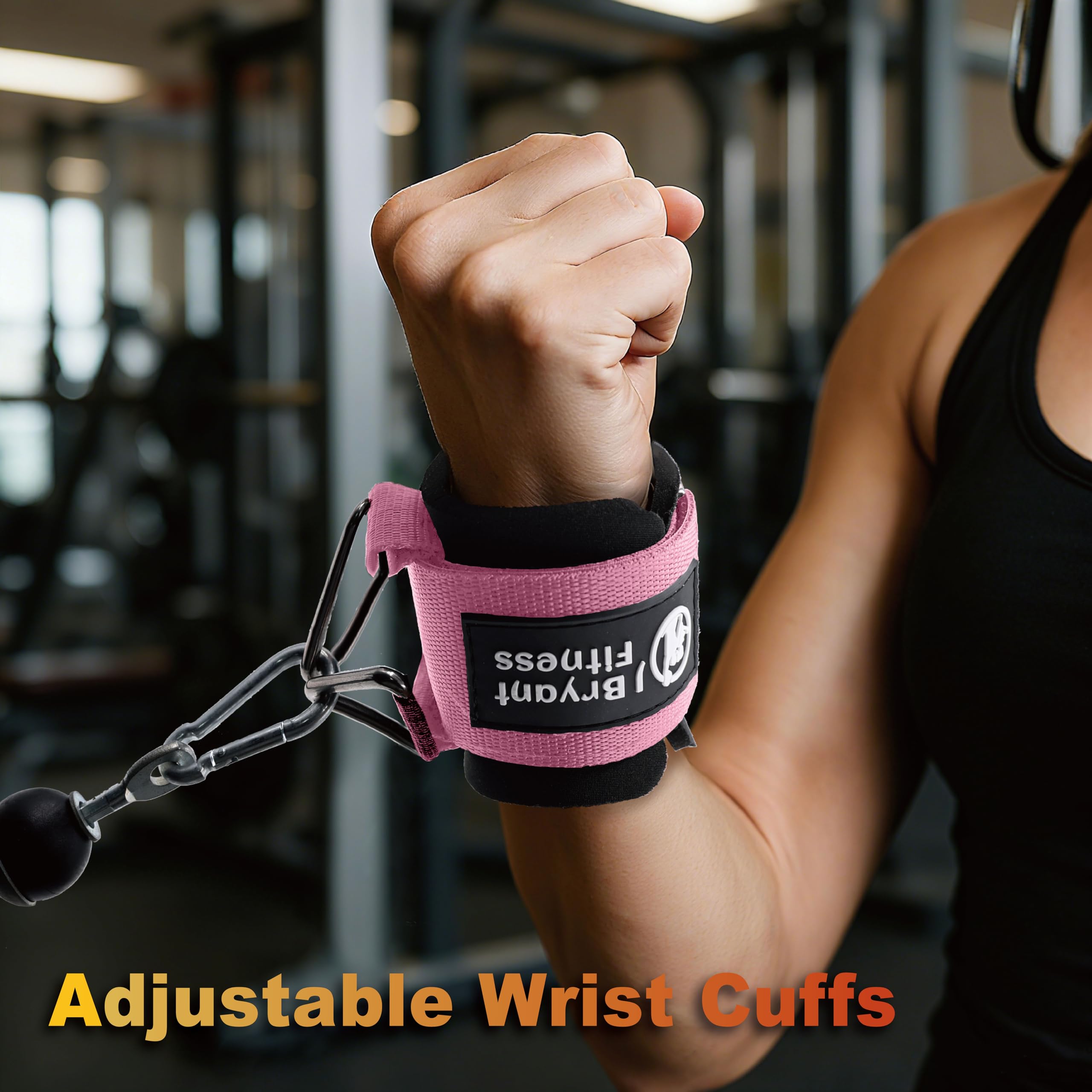 J Bryant Neoprene Padded Wrist Cuffs Gym Adjustable Straps System with Triangular Metal Rings for Cable Machines Resistance Bands & Strength Training - Image 5