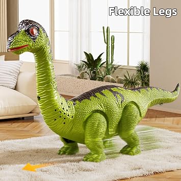 TEMI 3 Pack Electrical Walking Dinosaur Toys for Toddlers 3-4 3-5 Years with Sound and Light Up, Toddler Robot Dinosaur, Brachiosaurus, Stegosaurus Dinosaur Figures for Kids