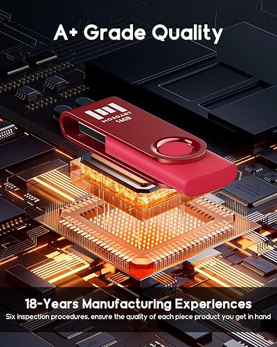 Miniatura 4 de MOSDART Unidad flash USB de 16 GB, paquete de 5 unidades de memoria USB 2.0 multicolor de 16 GB, diseño giratorio con luz LED, memoria FAT32 Jump