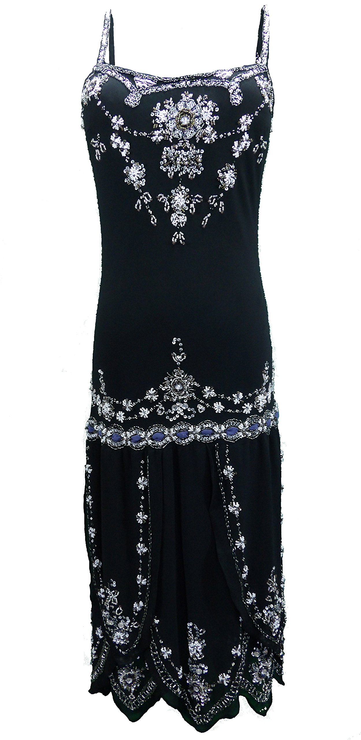 (XS or SM) Bees Knees - Black Flapper 20s Victorian Charleston Vintage Style Dress