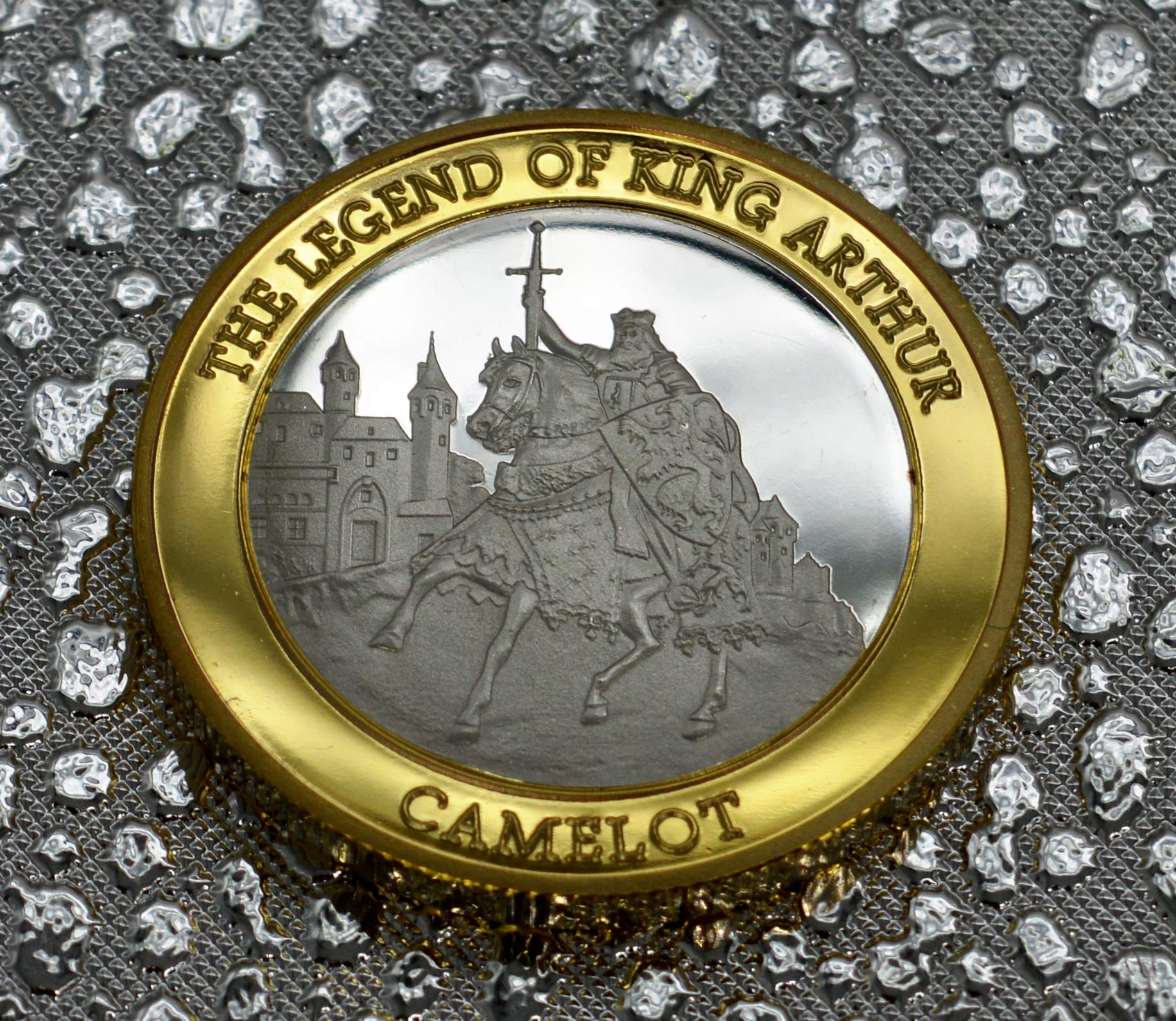 The Commemorative Coin Company Silver/Gold King Arthur & Excalibur Fine & 24Ct 'Dual Metal' Commemorative In Capsule. Camelot, Sword In The Stone