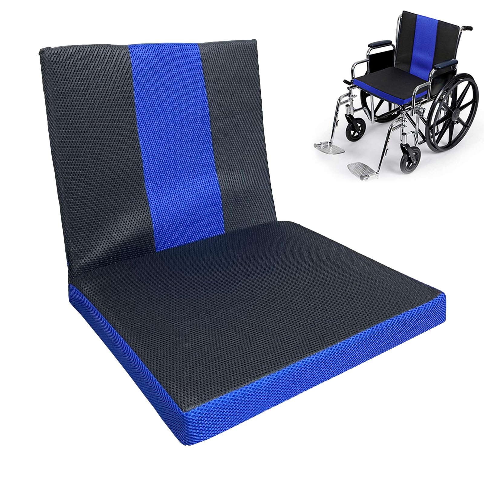 WheelChair Seat & Backrest Pad Cushion for Elderly Disabled Handicap Pressure Relief Accessories, 16"x18"