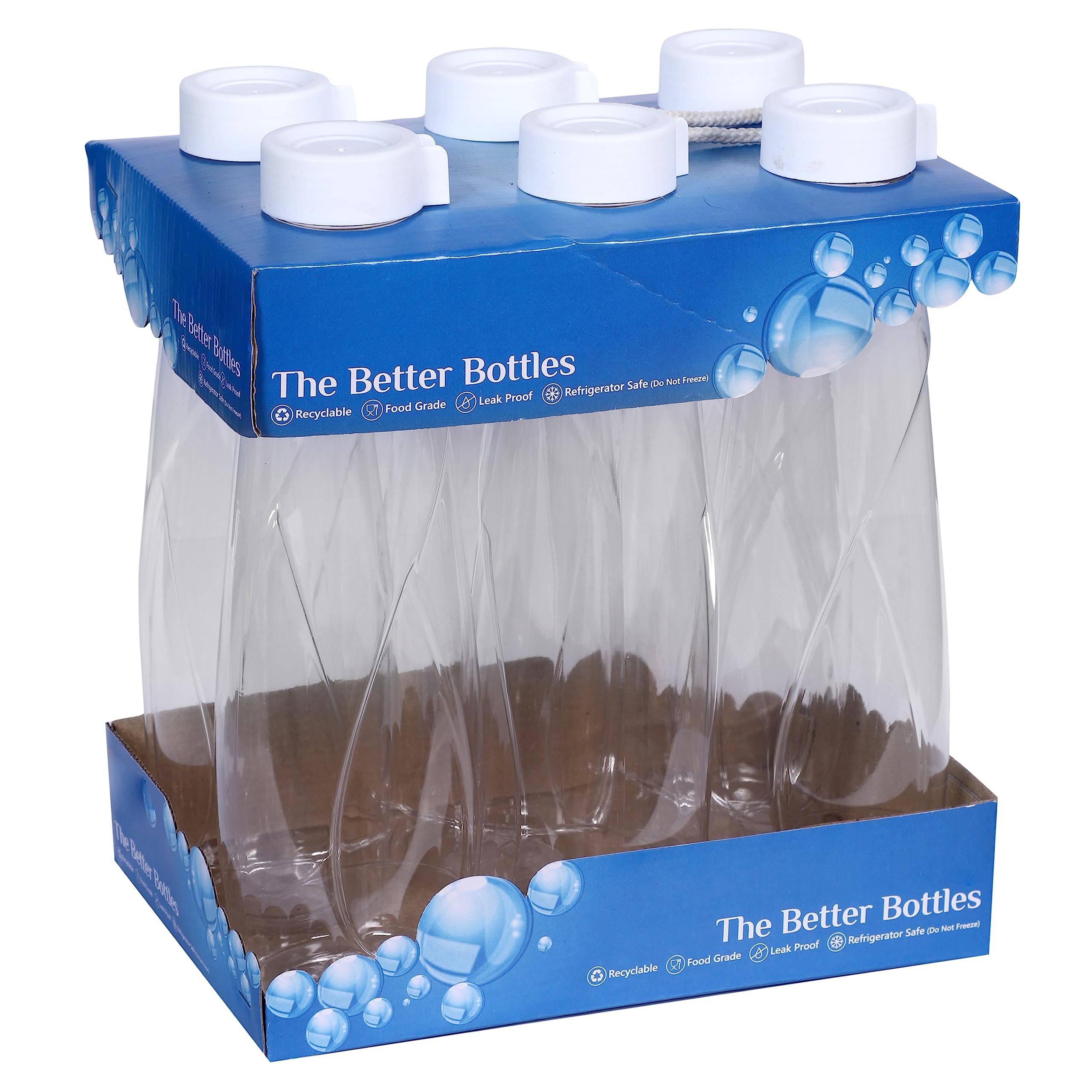 Pack of 6 -950 ml/ 32oz Empty Drinking Water Bottle Screw Lid Spill Proof Travel Plastic Bottles BPA Free Reusable Transparent Juice School, Cycling, Fridge, Camping, Hiking, Gym Yoga Sport (Clear)