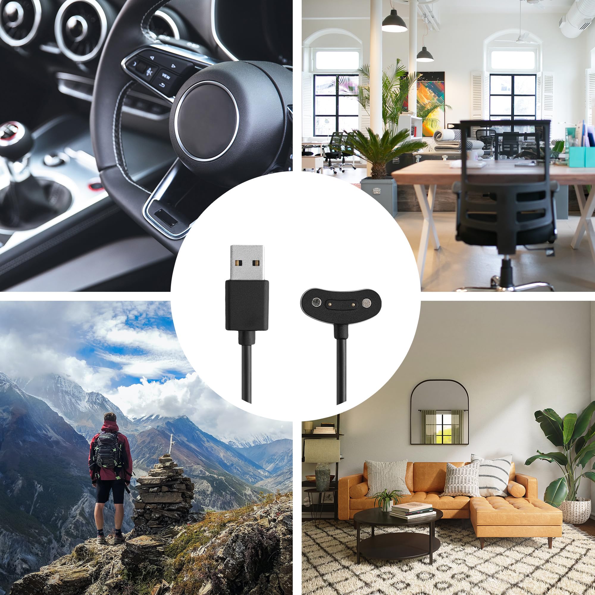 Kwmobile Câble USB Compatible Avec CMF By Nothing Watch Pro (D395) Câble - Câble Rechange Chargeur Fitness Tracker Montre Connectée - Noir