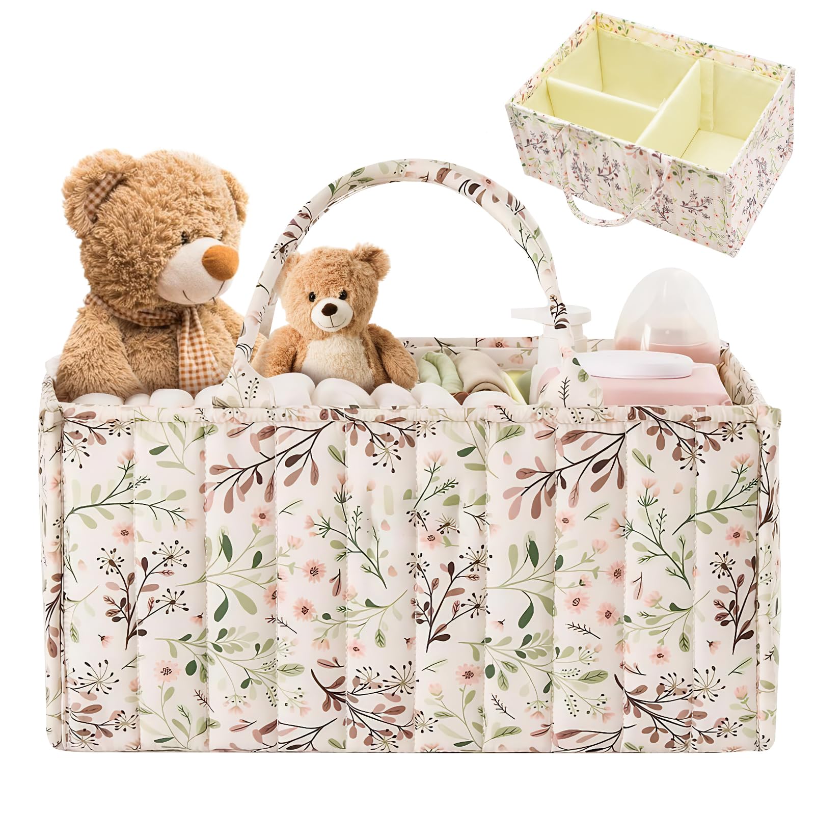 Panier Rangement Bébé Putska Organisateur Couches PUTSKA - Panier Rangement Bébé Avec Séparateurs - Cadeau Naissance Pratique - Gris Clair Rangement Couches