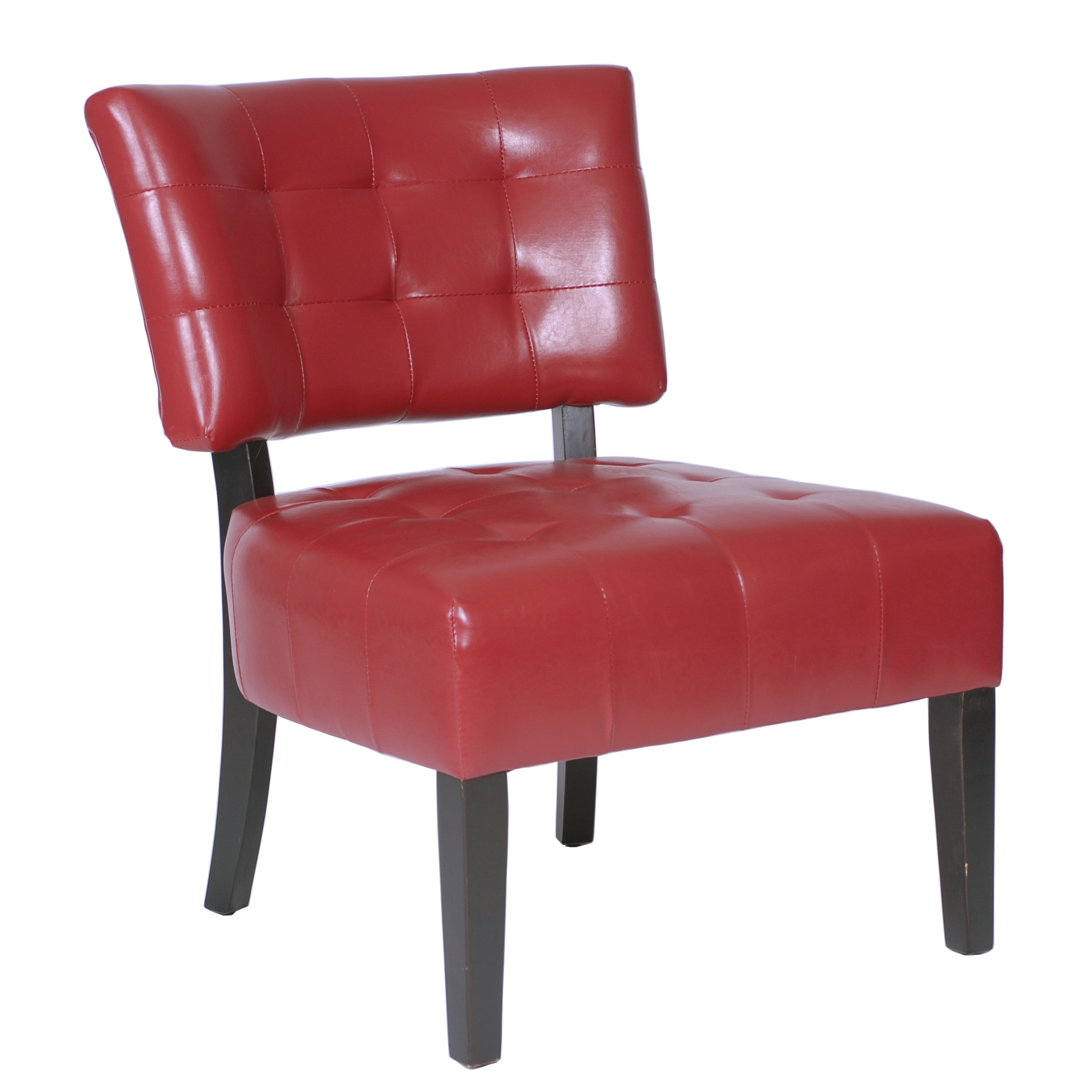 Roundhill Furniture Blended Leather Tufted Accent Chair with Oversized Seating, Red