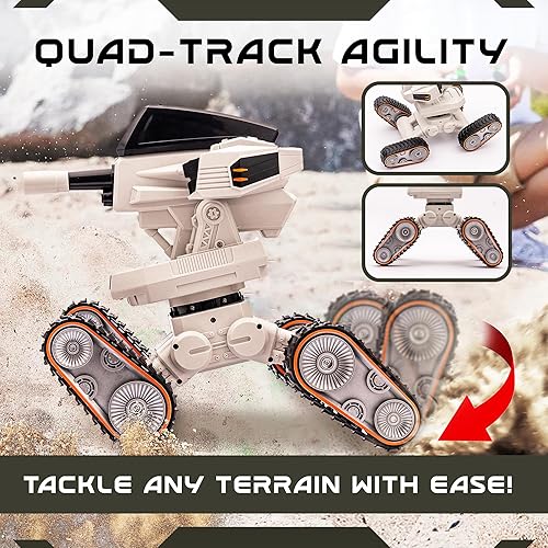 Miniatura 2 de Krenzo Shooting RC Tank - Autos a control remoto para niños - Incluye figuras de juguetes del ejército - Moto de nieve RC - El mejor regalo para