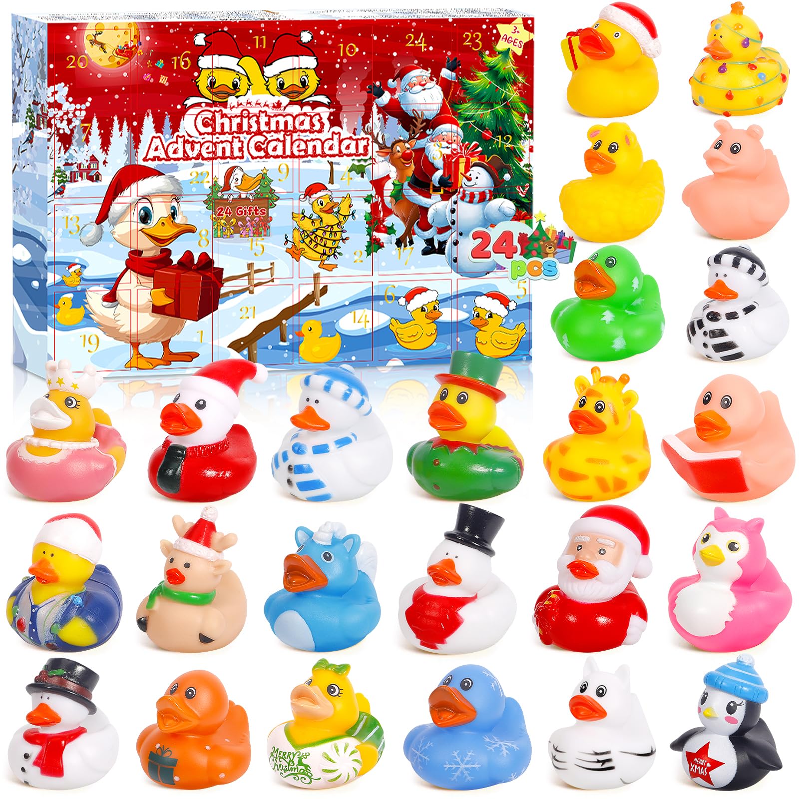 Acquista Calendario dell'Avvento con papere Accattivanti giocattoli da festival Modelli natalizi Scatola per giocattoli eterna con paperella gialla per Natale in Italia a partire da 11