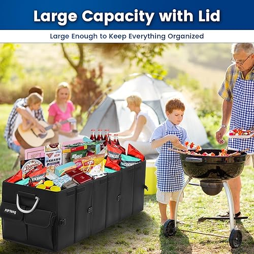 Miniatura 9 de Organizador plegable para maletero de automóvil con tiras reflectantes, tela Oxford 1680D duradera, contenedor de almacenamiento de gran capacidad