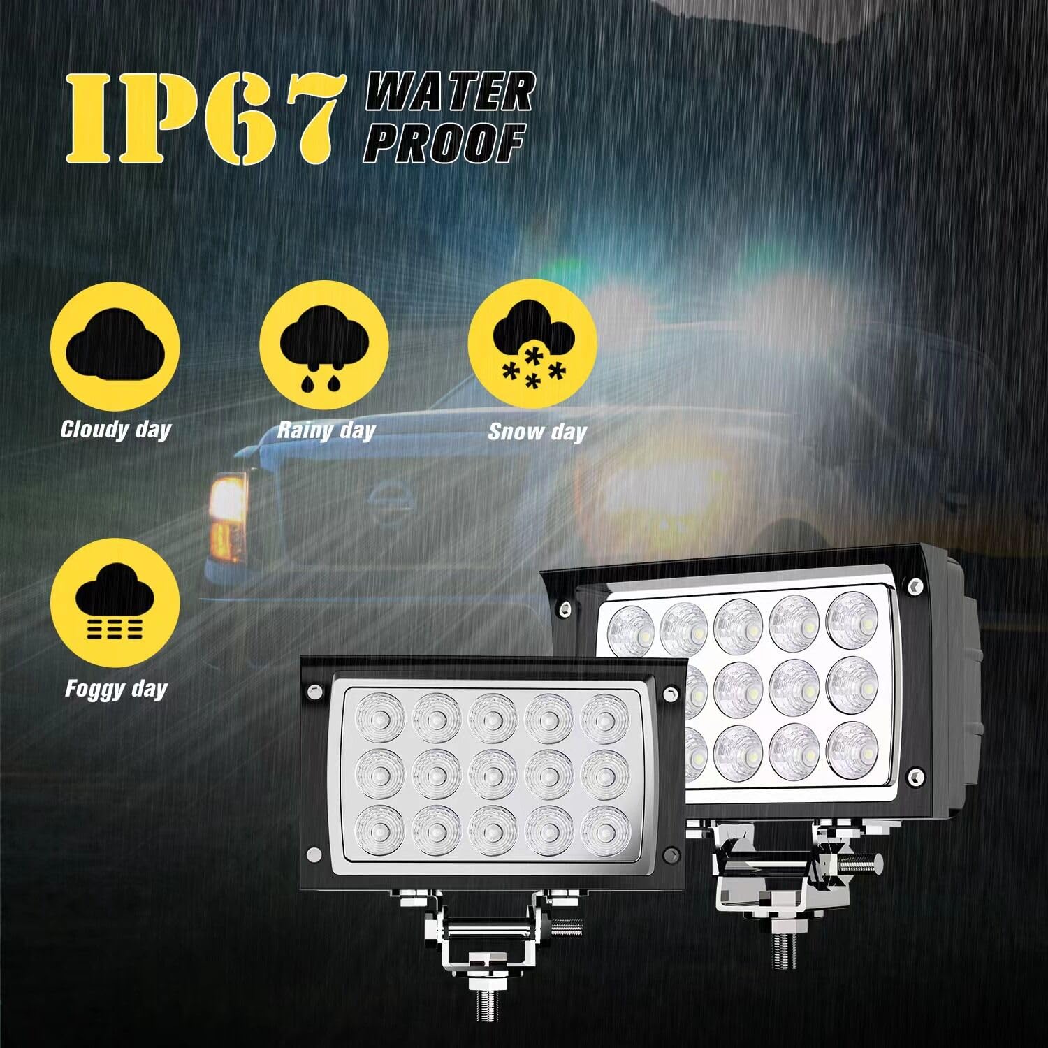 PICAA 4pcs Faro da Lavoro Led Fuoristrada, 6 pollici 18W 12v 24v Luci