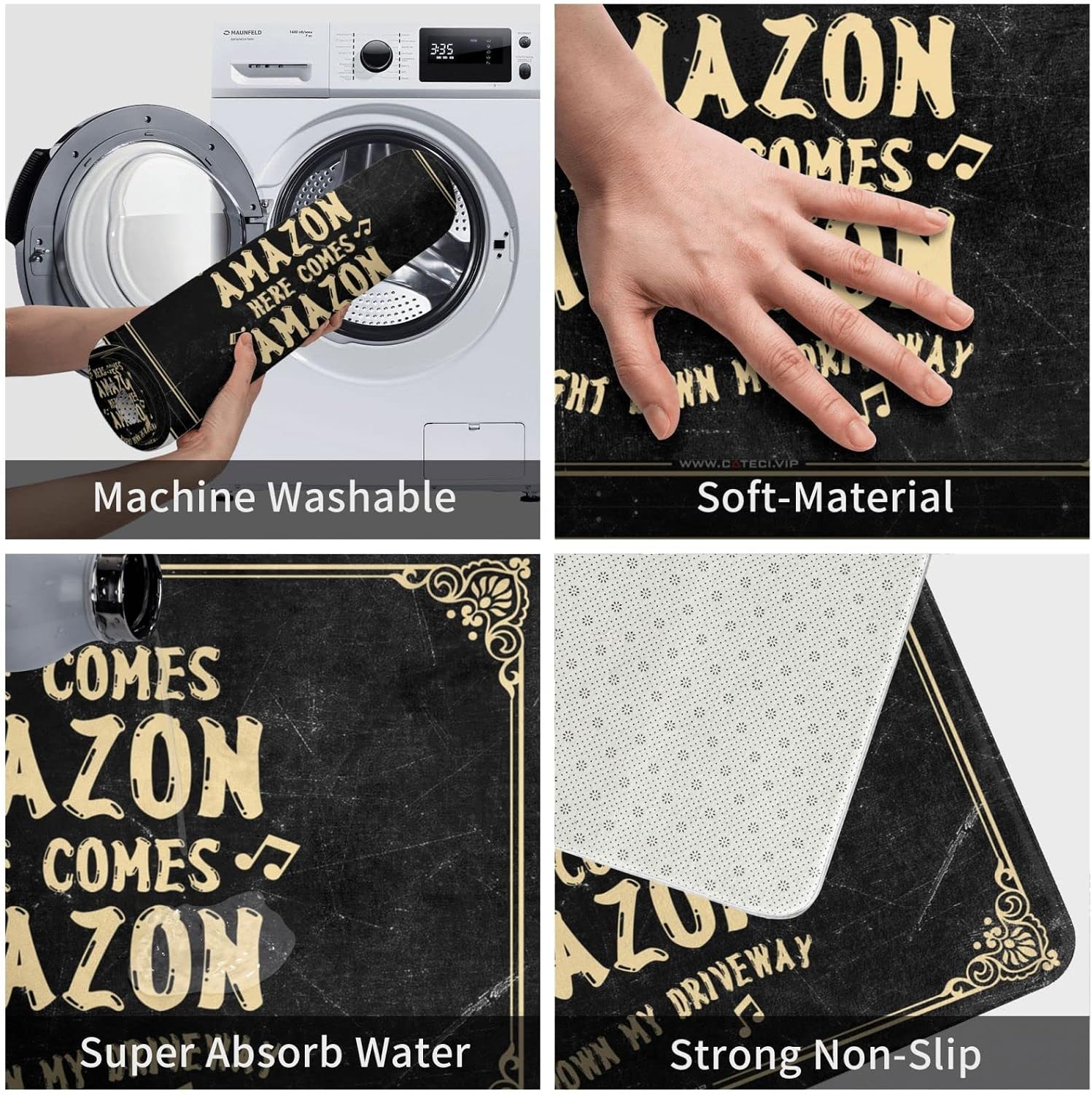 Large Fall Door Mat Here Comes Amazon Right Down My Driveway Rug Things for Boys Room Retro Rug(65X90CM)