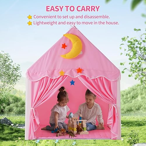Miniatura 6 de Tienda de campaña para niños con alfombra, casa de juegos para niñas, castillo de princesa, tienda de campaña con luces de estrella, juguetes para