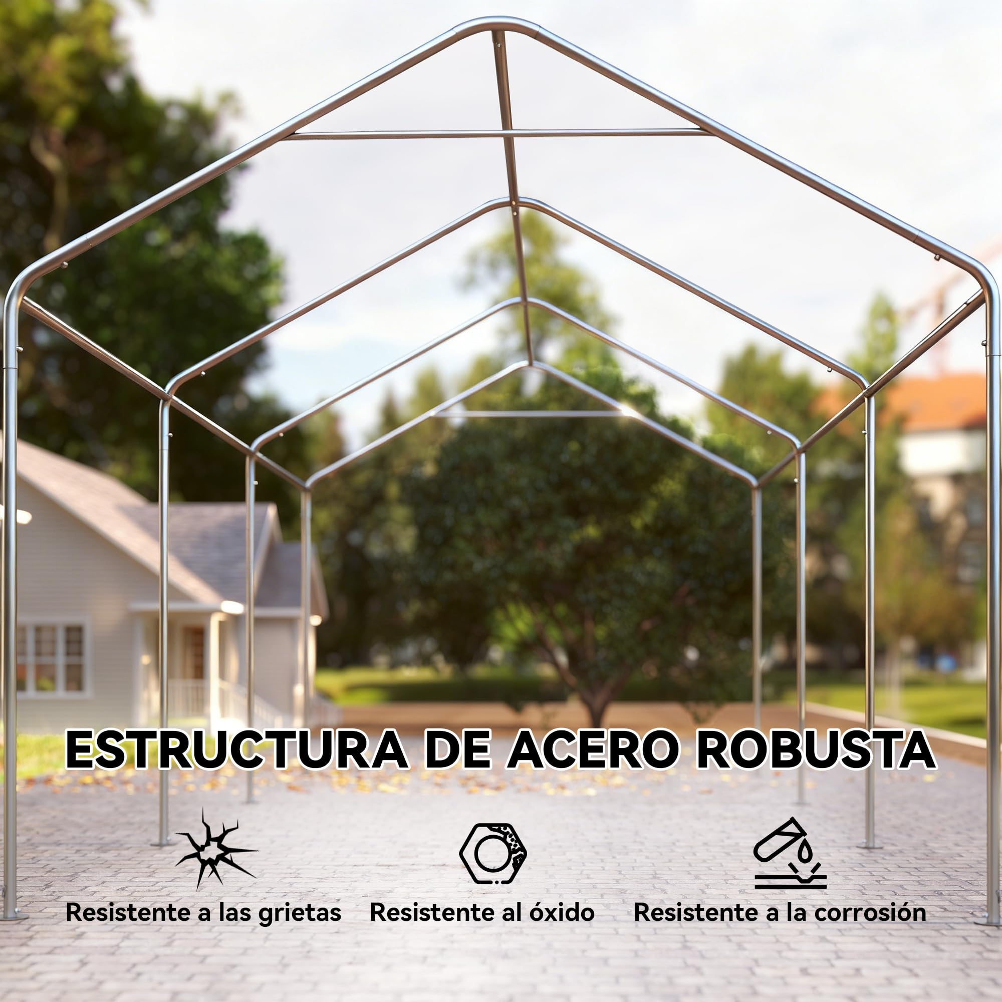 Outsunny Carpa Garaje Portátil 3x6 m Impermeable para Coche Gris Oscuro