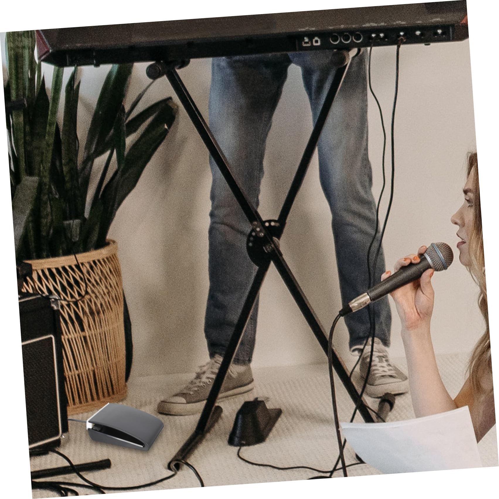 VICASKY Pedale Doppio per Batteria Elettronica Effetto Sustain Continuo, Resistente Agli Urti, Realizzato in Abs Nero Design Creativo, per Uso Musicale Professionale