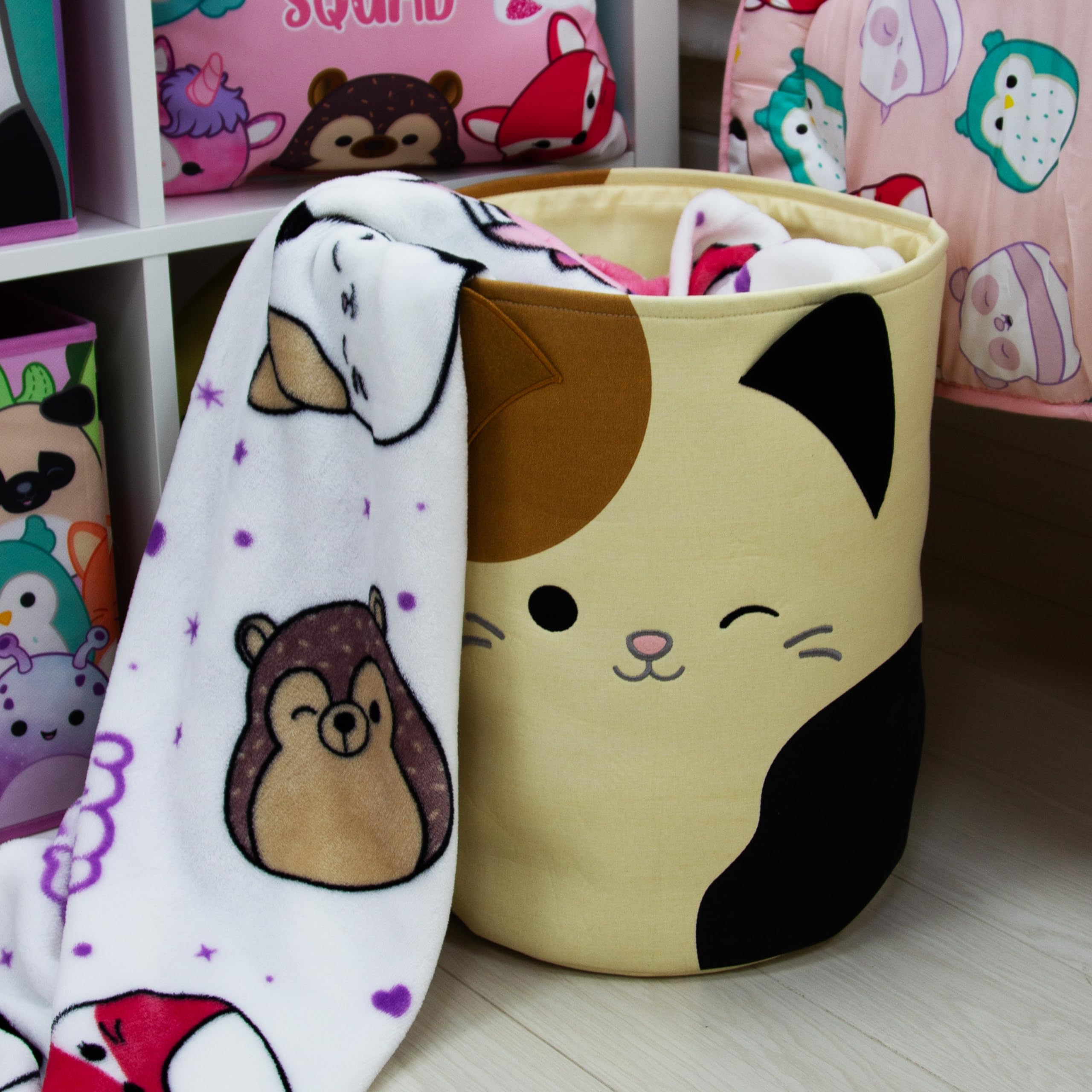 Cestino Squishmallows Camcat - Organizer Per Cameretta In Cotone, Porta Giocattoli E Biancheria