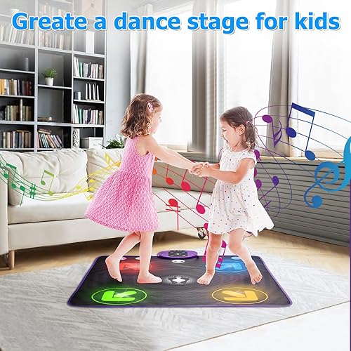 Miniatura 6 de JUYOUNGA Juguetes de tapete de baile para niñas de 3 a 12 años  Alfombras de baile iluminadas, juguete de baile musical con 5 modos de juego,
