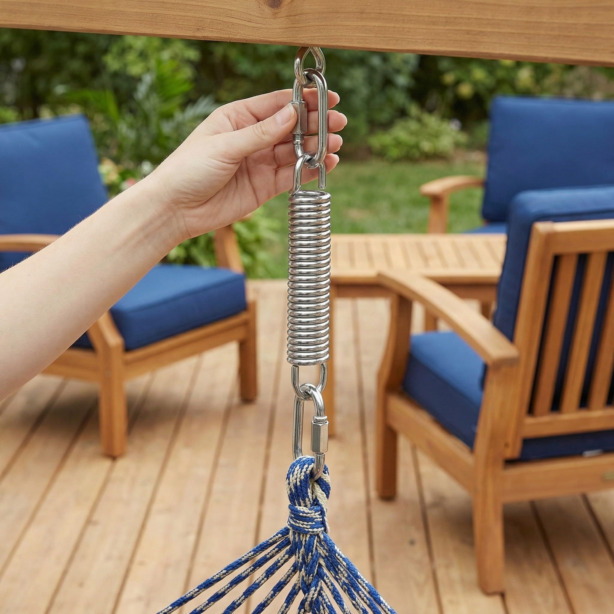 2 Sätze Schwingfeder mit Geschlossenen Ringen aus Stahl Silber für Hängesessel Schwerlast 7,9 Zoll für Hängematte und Schaukelstuhl für Terrasse und Heimaktivitäten