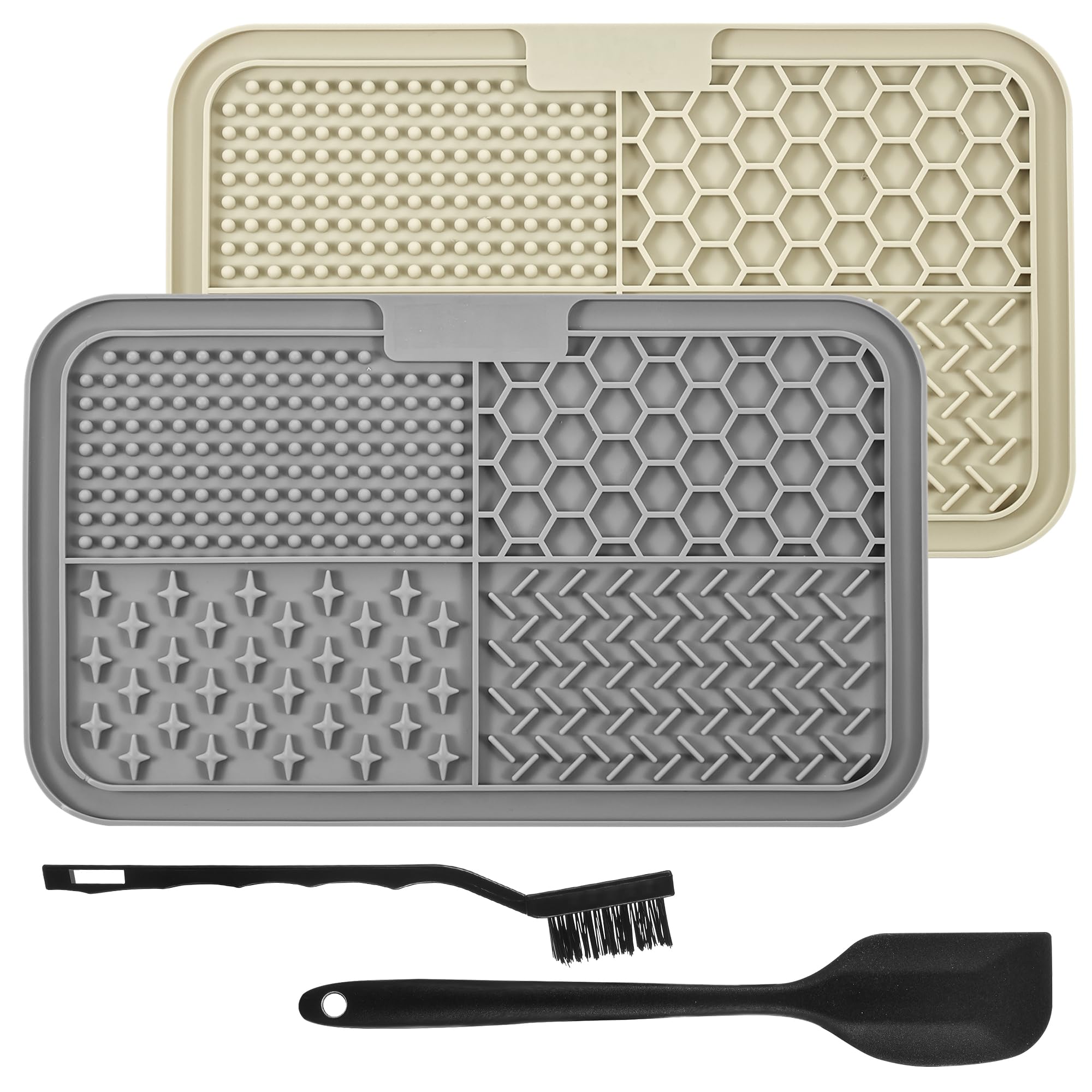 BASVII 2 PCS Tappetino Leccare Cane e Gatti con Ventose,25x15 cm,Lick Mat per Cani | Mangime lento, per cani di grandi dimensioni e cuccioli, per alleviare l'ansia, burro, yogurt