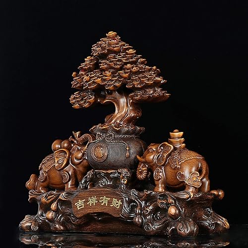 Miniatura 6 de Escultura china de feng shui escultura de elefante auspicioso, decoración creativa del árbol del dinero, manualidades, estatua de elefante,