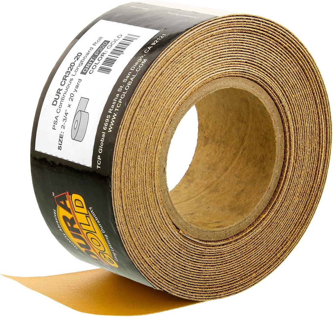 Buy DuraGold Premium 320 Grit Gold PSA Longboard Sandpaper 20 Yard