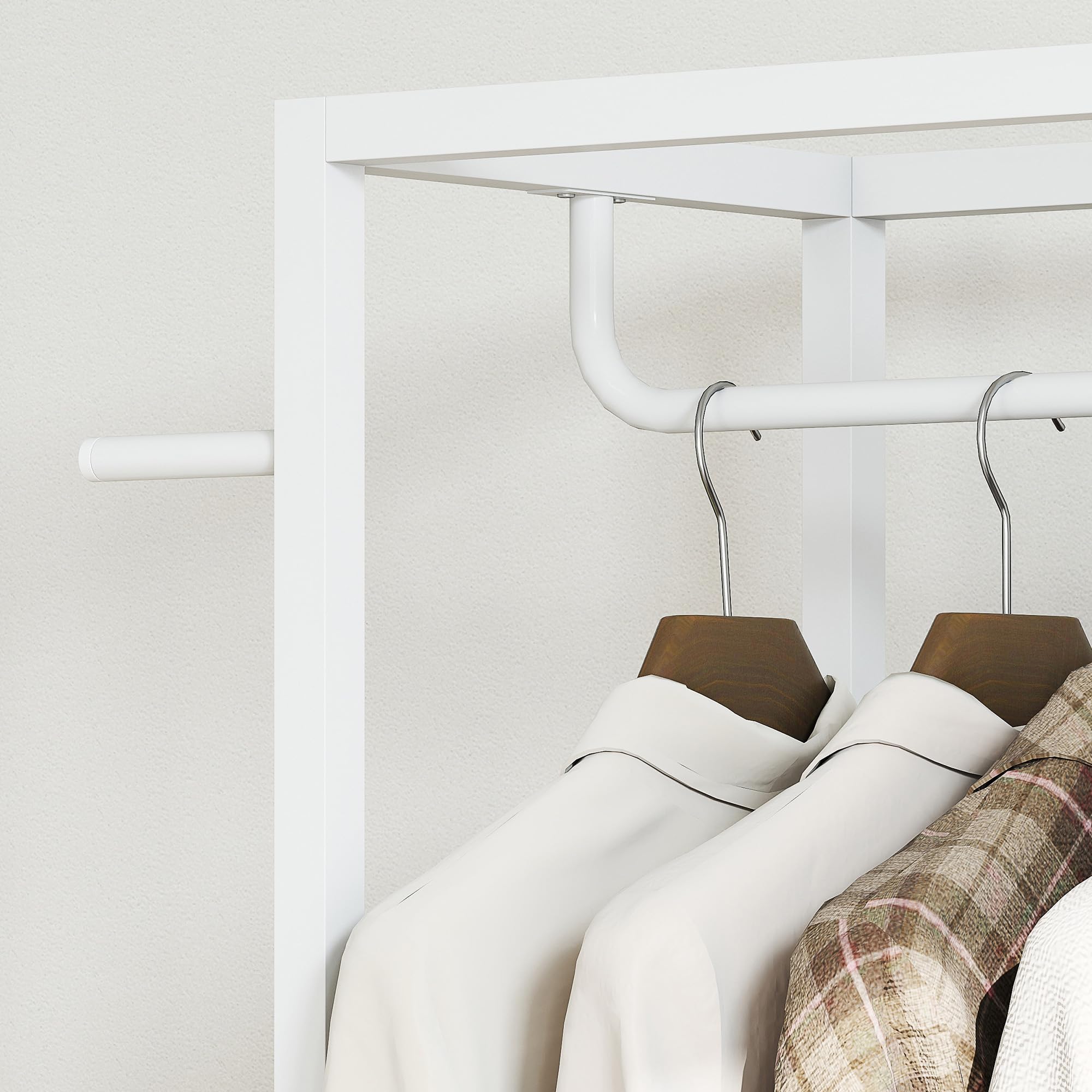 HOMCOM Appendiabiti da Ingresso con Scarpiera, Attaccapanni con Barra Appendi Abiti, 4 Ganci, Ripiano Superiore e 2 Mensole Porta Scarpe, 52x30x180 cm, Bianco