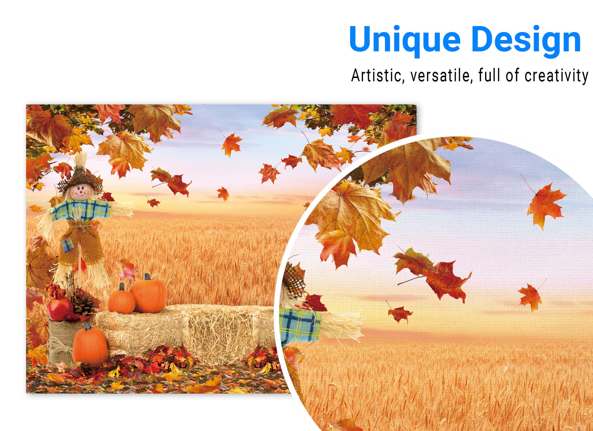 Funnytree 8x6FT Fall Backdrop - Autumn Pumpkin Harvest Thanksgiving Photo Background For Parties