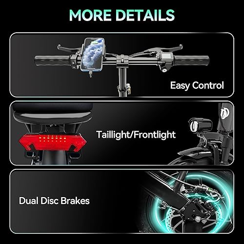 Miniatura 6 de Folding Electric Bike for Adults, Peak 750W Motor 25MPH, 48V 20Ah Removable Battery 45Miles Ebike,14'' Lightweight Adults Electric Bicycles for