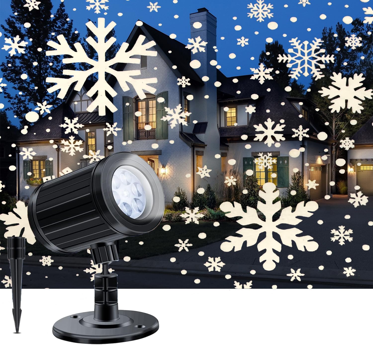 RTOSY Christmas Snowflake Projector Light, LED Waterproof Snowflake Landscape Decoration Lights for Christmas Holiday Party Outdoor Garden Patio and Indoor Home Decoration