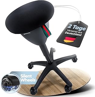 Bürohocker Ergonomisch [TESTSIEGER] Rollhocker Sitzhocker Höhenverstellbar [48-68cm] Ergonomischer Hocker für Büro [Schwingeffekt] Wackelhocker Stehhocker | Arbeitshocker rutschfest Rund