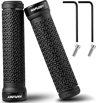 Hapleby Premium Bike Handlebar Grips, Single Lock-on Professional Mountain Bicycle Handlebar Locking Grips with Anti-Slip, 2PCS Screw and 2PCS Allen Wrench for Free