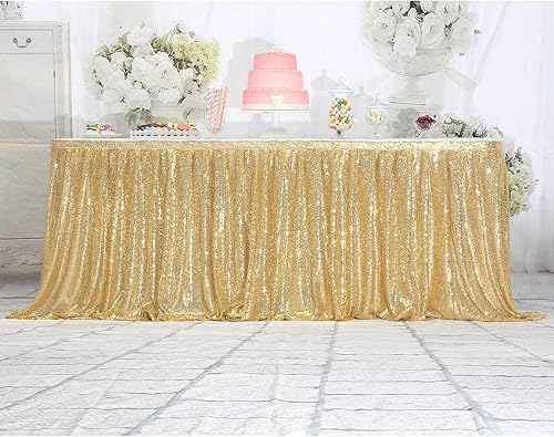 Miniatura 5 de Eternal Beauty Falda de mesa de lentejuelas de 14 pies para mesa de pasteles, decoración de faldones de mesa para fiestas, bodas, fiestas de