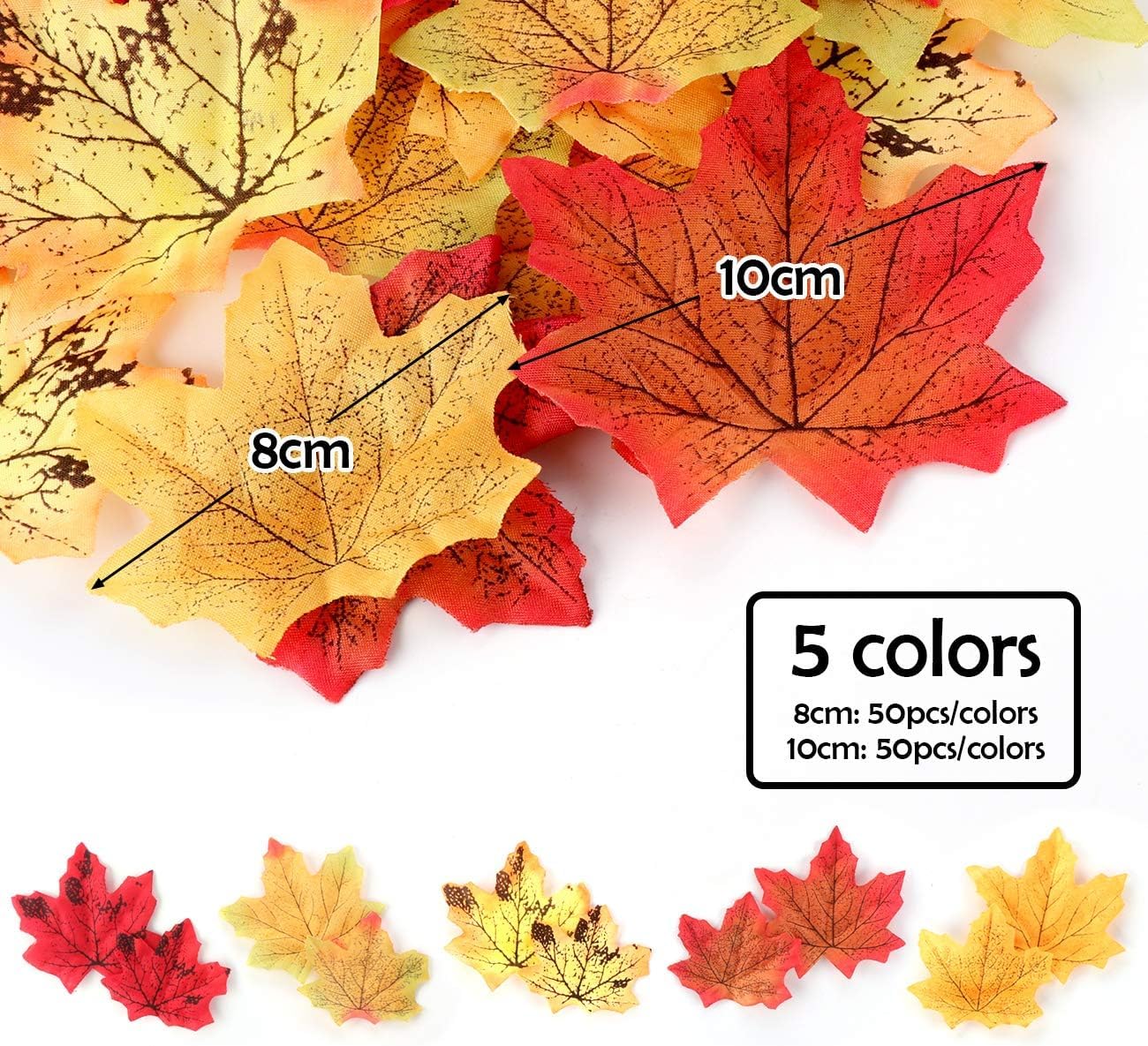 500 Foglie D'Acero Artificiali Autunnali In Tessuto: 8cm, 5 Colori Per Decorazioni Fai Da Te