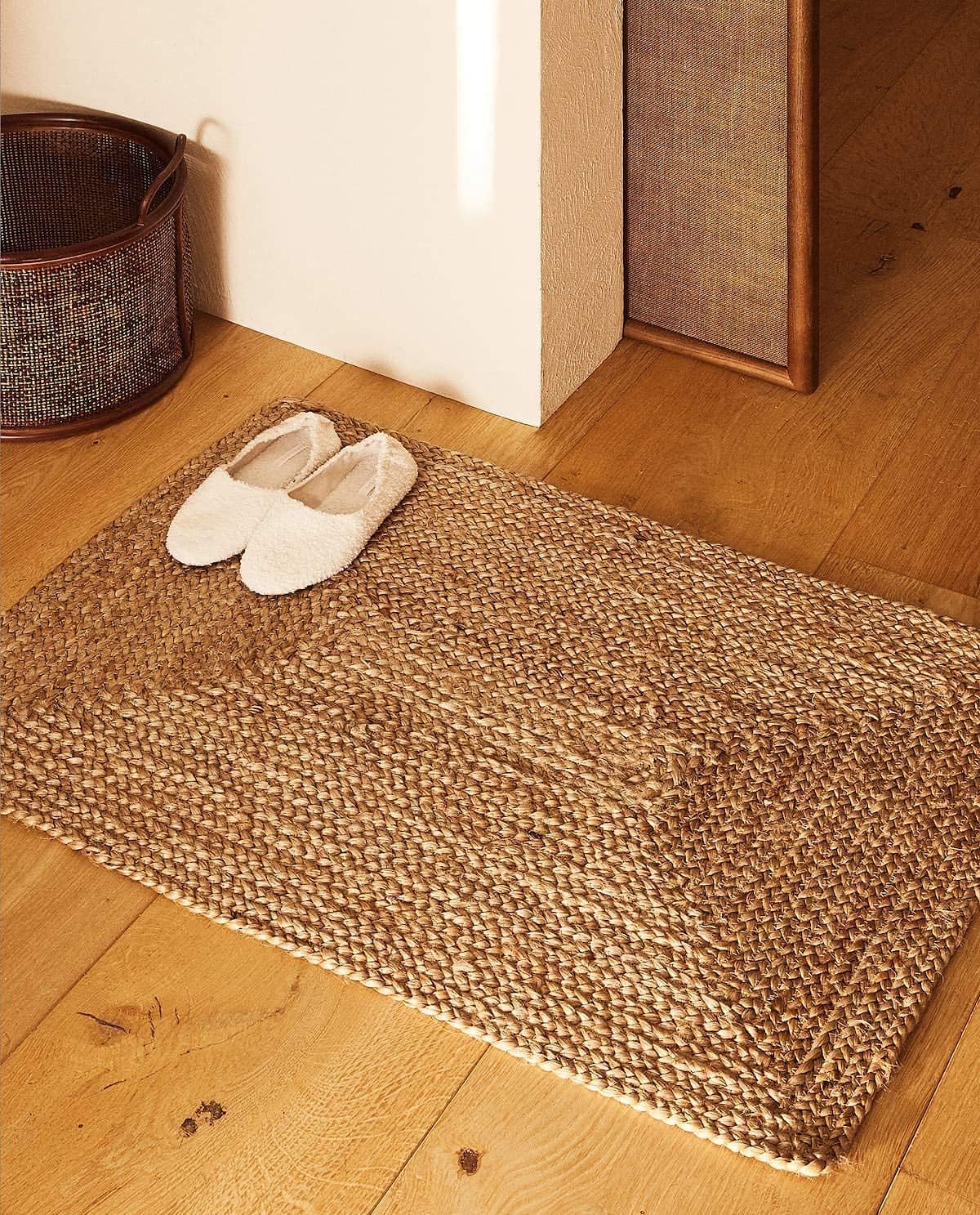 Natural Anti Slip Floor Jute Door Mat in Home Kitchen Office Entrance | Mats for Bathroom Enterance & Home | Jute Doormats for Living Room Bedroom, Size-45x70, 1pcs