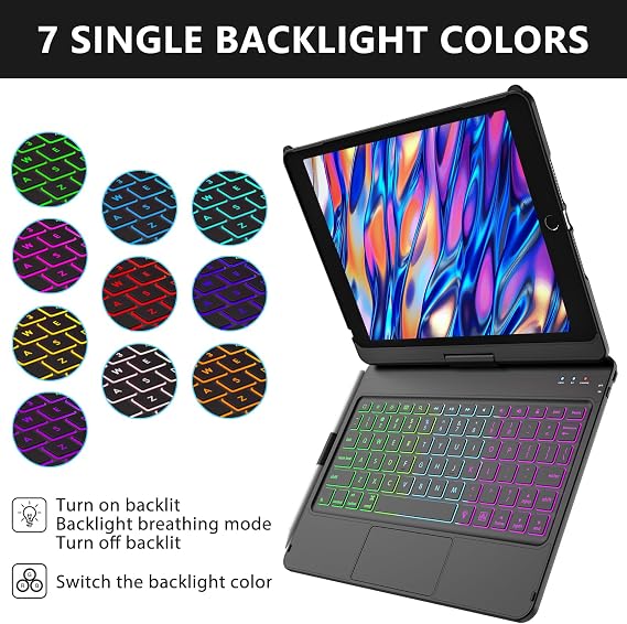 aMZCaSE 360 Keyboard Case for iPad 7th-9th Gen 10.2