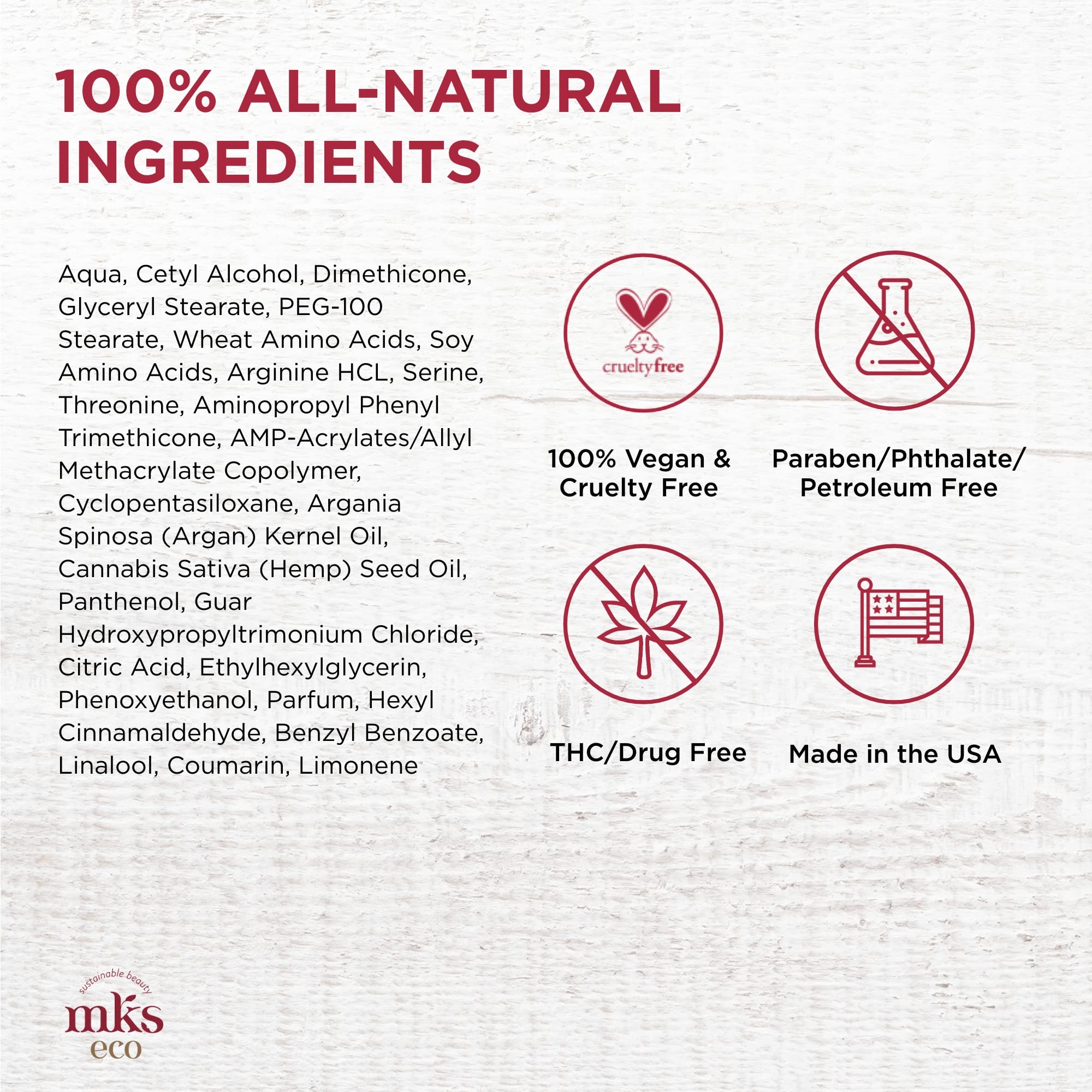 MKS Eco Kahm, Original-Duft - 59 mL - Hair Smoothing Treatment - Pflanzliches Keratinprotein, marokkanisches Arganöl, Hanfsamenöl - Vegan & Cruelty Free
