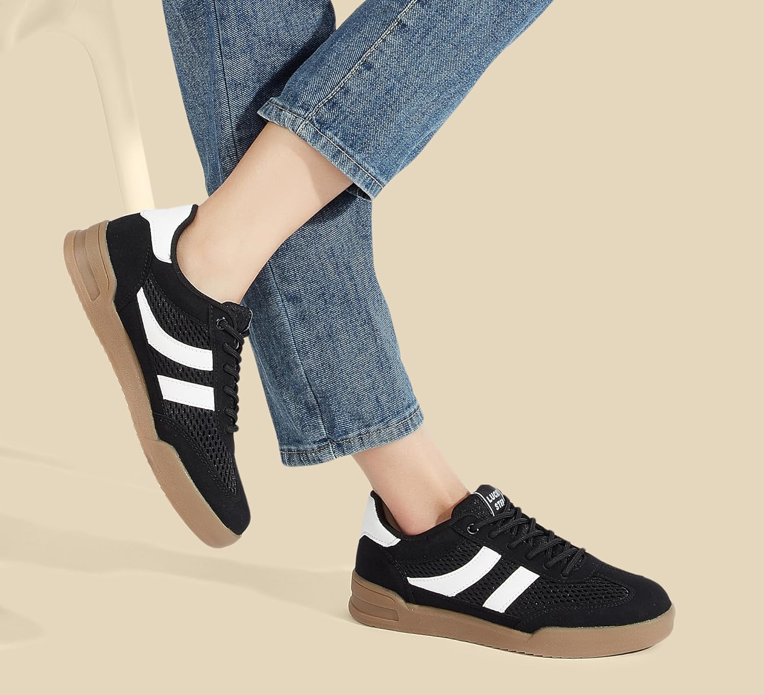 LUCKY STEP Women's Retro Fashion Sneakers Classic Mesh Gum Sole Tennis Footwear Casual Running Trainer Skate Walking Shoes - Image 9