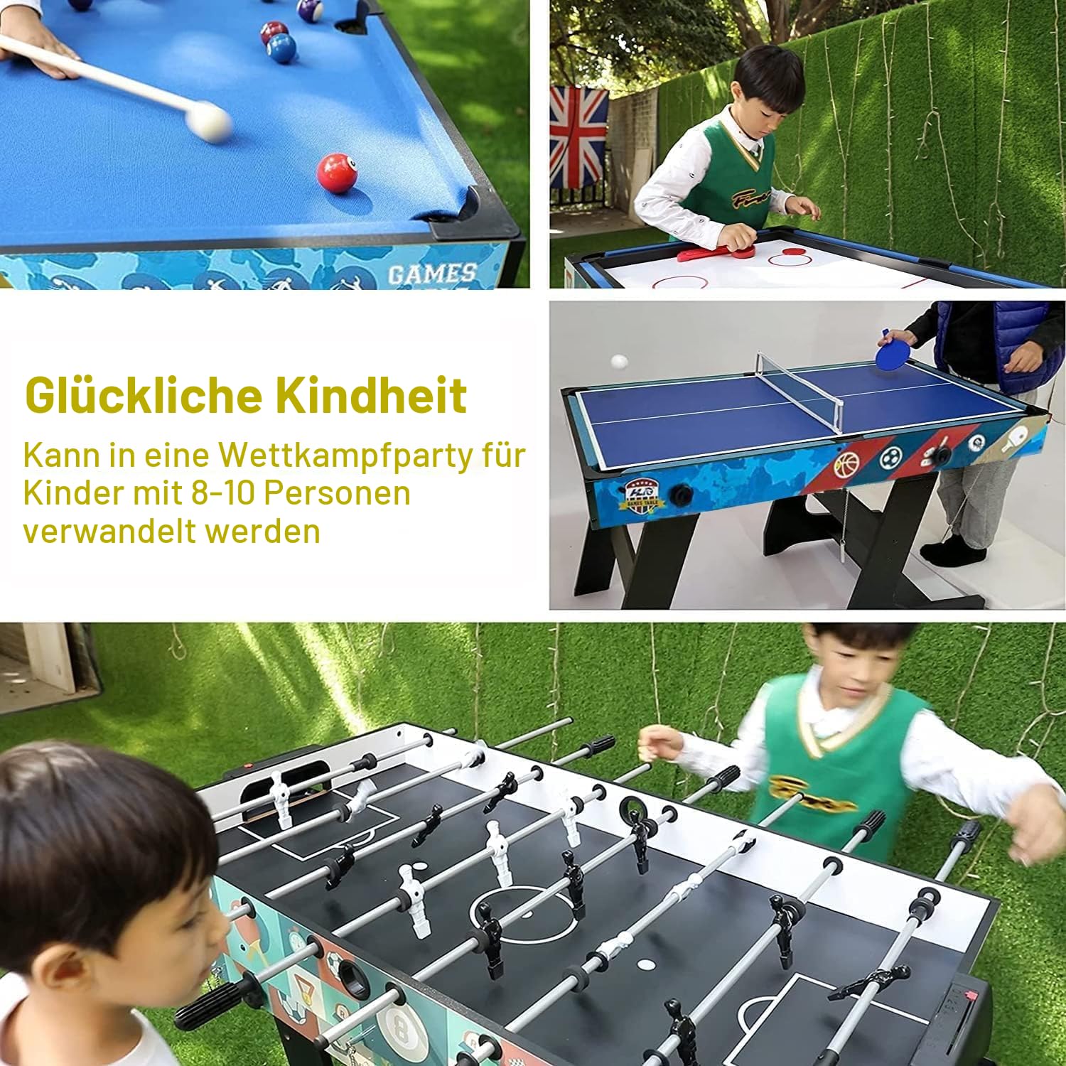 HLC Multi Game Kombinationstisch 5 in 1 Klappbar Billardtische Tischfußball | Hockey Basketballs Die Vielen Spielvarianten Platzsparend Zusammenklappen Eltern- interaktiv Geburtstagsgeschenke für Kinder.