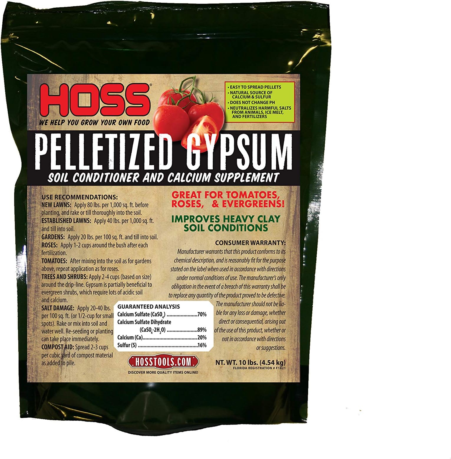 Pelleted Gypsum Soil Conditioner | Calcium Supplement for Plants | 10 lb Bag