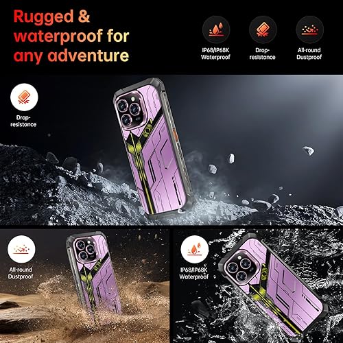 Miniatura 4 de 16PROMA X 32+1TB Rugged Armor - Teléfono celular desbloqueado, pantalla HD de 6.99 pulgadas, batería Android 15, 22000 mAh, teléfono desbloqueado