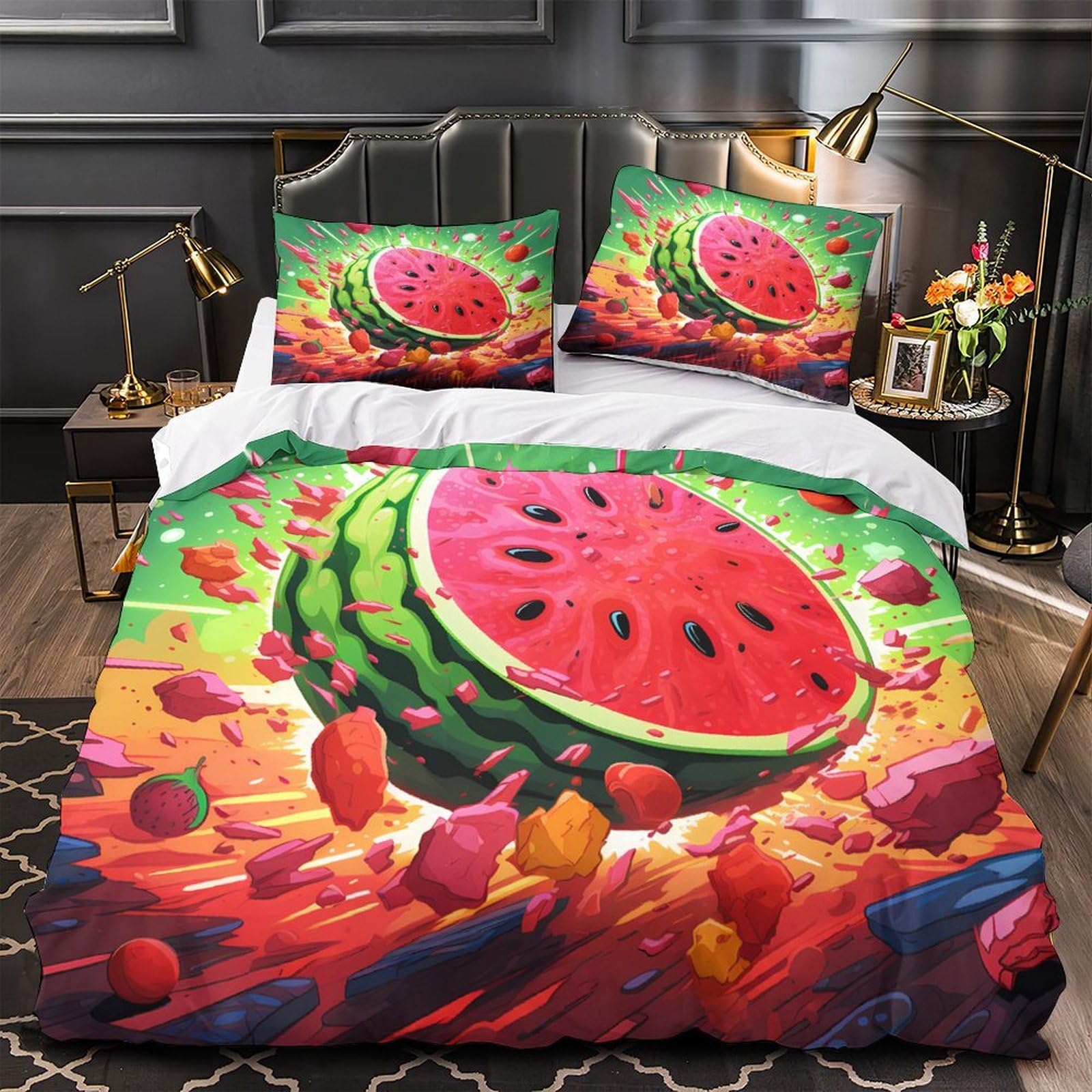 Parure de lit double imprimé 3D Tons Chauds pour chambre adulte et enfants