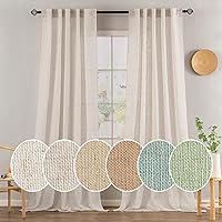 MIULEE Natural White Linen Curtains 90 Inch Long 2 Panels, Soft Thick Textured Semi Sheer Drapes, Rod Pocket Back Tab Farmhouse Cream Ivory Bedroom Living Room