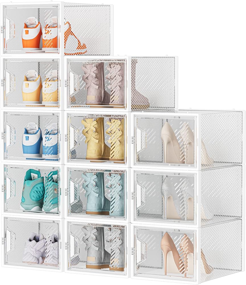 SIMPDIY XL Clear Shoe Storage Boxes, Stackable Shoe Organizer for Closet